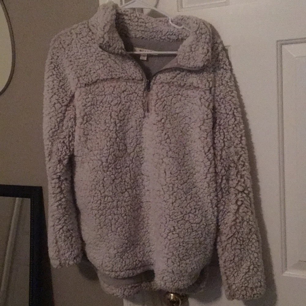 3/4 zip sherpa pull over sweatshirt